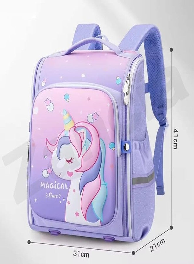 Aldea Unicorn Astronaut Dinosaur School Bag for Kids | 3D Stylish, Durable & Water-Resistant Backpack for Boys & Girls (Ages 2-12) - Purple - Image 2